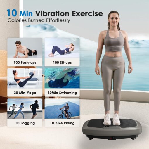 Natini Vibration Plate, Vibration Plate Exercise Machine 400lbs Capacity, Vibration Plate for Lymphatic Drainage with Bluetooth Speaker, Home Fitness Equipment for Weight Loss & Toning(Jumbo Size) - Image 5