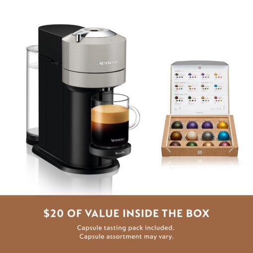 Nespresso Vertuo Next Coffee and Espresso Maker by Breville, with Aeroccino Milk Frother, Light Grey - Image 3