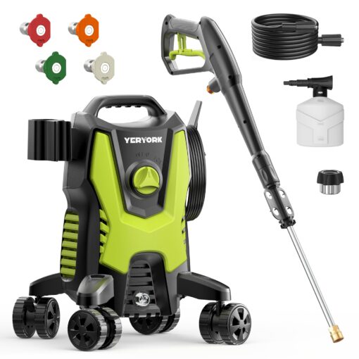 Electric Pressure Washer, 3500 PSI 2.4 GPM Power Washer with Anti-Tipping Technology, 4 Quick Connect Nozzles, Foam Cannon, Stainless Steel Lance, High Pressure Washer for Cars/Fences/Driveways/Patios