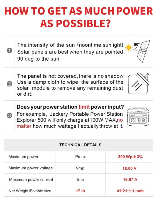 DOKIO 300W 18V Portable Solar Panel Kit Folding Solar Charger with 2 USB Outputs for 12v Batteries/Power Station AGM LiFePo4 RV Camping Trailer Car Marine… - Image 2