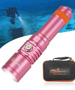 ORCATORCH D710 Scuba Diving Light, 3000 Lumens Super Bright Underwater Flashlight with 6 Degrees Narrow Beam, IP68 Waterproof Night Dive Torch 150 Meters Submersible Light (Pink)