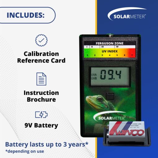 Solarmeter Model 6.5R Reptile UV Index Meter, Handheld Digital Radiometer for Measuring Ultraviolet Light, Measures 280-400 nm with Range from 0-199.9 UV Index, Made in USA, ABS Polymer, Black - Image 6