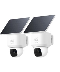 eufy Security SoloCam E30, 2 Pack, Security Cameras Wireless Outdoor, Solar Camera Outdoor Wireless, 360° Pan, AI Tracking, 2K Clarity, HomeBase S380 Compatible, No Monthly Fee