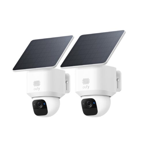 eufy Security SoloCam E30, 2 Pack, Security Cameras Wireless Outdoor, Solar Camera Outdoor Wireless, 360° Pan, AI Tracking, 2K Clarity, HomeBase S380 Compatible, No Monthly Fee