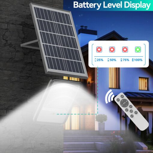 TENKOO Solar Street Flood Lights Outdoor 2000W Solar Parking Lot Lights Dusk to Dawn 150000LM Street Lights IP67 Waterproof Security Commercial Lighting with 16.4ft Cables for Yard, Garden, Pathway - Image 5