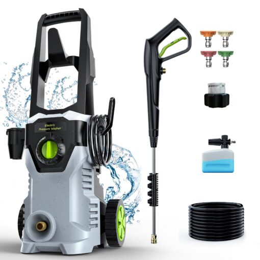 Pressure Washer, 4800PSI 3.0 GPM Max Electric Power Washer with Foam Cannon 48FT Total Long High Pressure Washer for Cars, Fences, Patios, Decks, Patios and Driveway Powerwasher