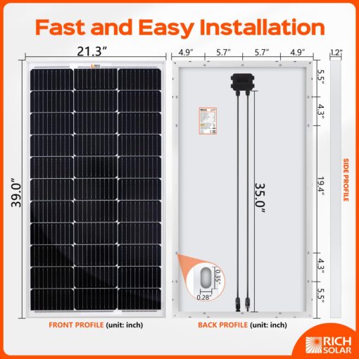 RICH SOLAR 200 Watt 12 Volt Monocrystalline Solar Panel 2 Pack of 9BB Cell 100W High Efficiency Solar Module Charge Battery for RV Trailer Camper Marine Off Grid - Image 8