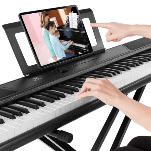 MUSTAR Digital Piano 88 Key Weighted with Stand, 88 Key Semi Weighted Keyboard Piano MEP-1100, Electric Piano Keyboard 88 Keys for Beginners, 2x25W Stereo Speakers, Case, Sustain Pedal, ABS, Black - Image 5