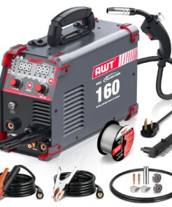 AWT Simplified Aluminum 160A MIG Welder,6 in 1 Gas MIG/Gasless Flux Core MIG/Stick/Lift TIG/Aluminum MIG Welding Machine, 110/220V Dual Voltage,Multi-Process Welding Machine