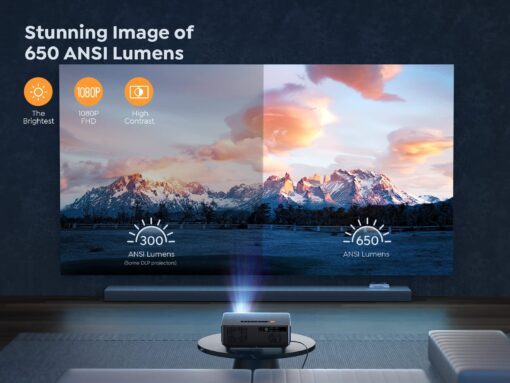 YABER K1 Projector 650 ANSI Ultra Bright, Home Theater Movie Projector with WiFi 6 and Bluetooth, Native 1080P& 4K Supported &Auto Screen&Full-Sealed Engine, Wireless Casting/HDMI/USB/TV Stick/PPT - Image 6