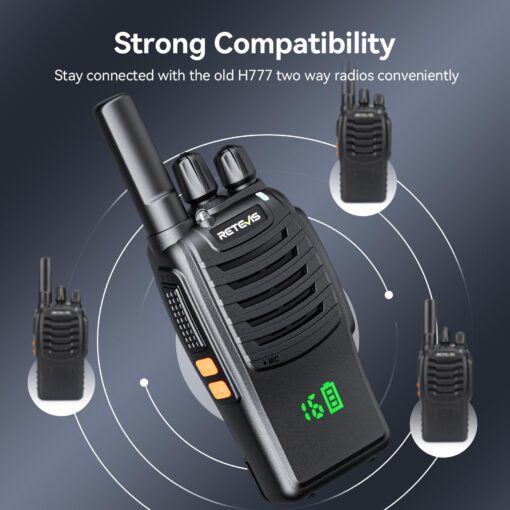 Retevis H777H Two Way Radios Long Range Rechargeable,Compact Walkie Talkies,Intuitive,Channel,Power Display,USB-C Charging,Hands Free,Business radios for Manufacturer,Healthcare,School (20 Pack) - Image 7