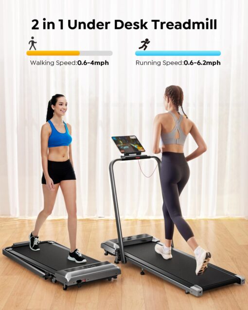 Acezoe Walking Pad Under Desk Treadmill with Incline, 2 in 1 Foldable Treadmills for Home Small Office, 300 lbs Capacity, Portable Compact Walking Treadmill with Remote Control, LED Display and Apps - Image 8