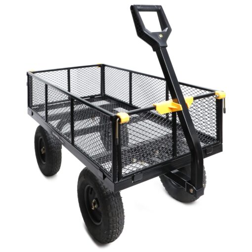 Olympia Tools Steel Garden Cart 1,000lbs 6-cu ft Utility Cart, Heavy Duty Wagon, with Removable Mesh Sides to Convert into Flatbed, Lawn and Utility Wagons Cart
