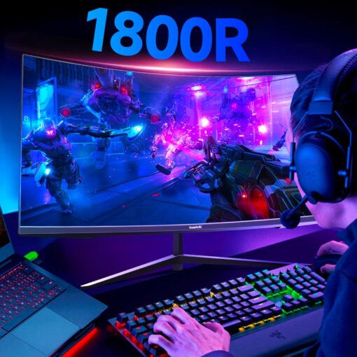 Gawfolk 32 inch Gaming Monitor 1800R Curved Computer Monitors 165HZ / 180HZ PC Monitors VA Screen for Home, Office and Dormitory, FHD 1080P Computer Monitor Support HDMI & DP - Image 2
