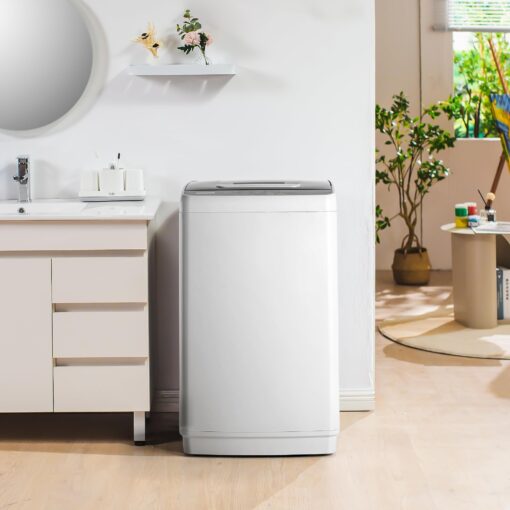 Euhomy 1.03cu.ft Portable Washer, 8.8LBS Capacity Small Portable Washing Machine with 10 Programs 5 Water Levels, Drain Pump and LED Display,Compact Washer for Apartments, RVs, Homes, Light Gray - Image 7