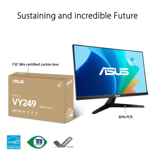 ASUS 24” (23.8-inch viewable) Eye Care Monitor (VY249HF) - Full HD, IPS, 100Hz, IPS, SmoothMotion, 1ms, Adaptive Sync, Blue Light Filter, Flicker Free, HDMI, VESA Mountable, 3 Year Warranty - Image 4