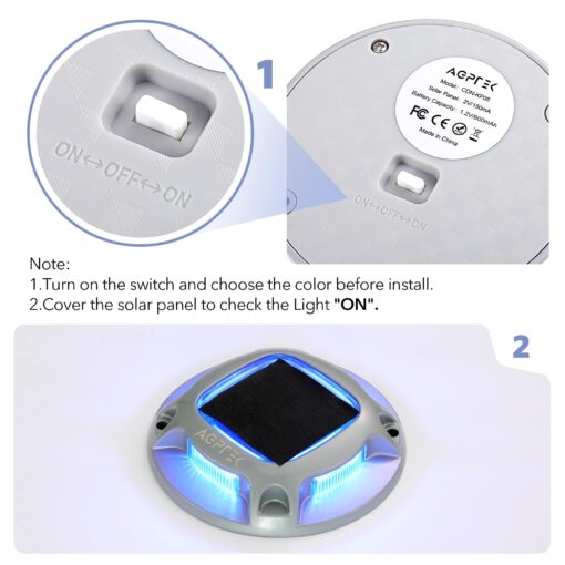 AGPTEK Solar Driveway Lights Outdoor 24 Pack, 2 Color Modes LED Deck Dock Marine Waterproof Security Marker Lights for Step Sidewalk Stair Garden Pathway Walkway Yard(Blue Light/Cool White) - Image 2