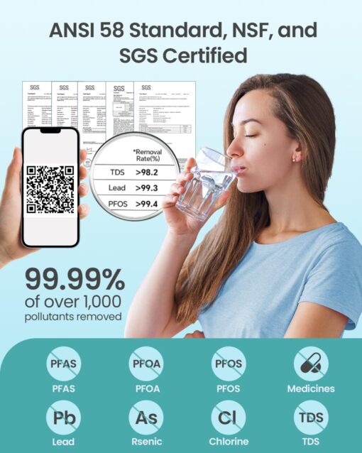 CripsTaste Tankless Reverse Osmosis System 800GPD High Flow Rate NSF 58&42 Certified & SGS Tested Under Sink Water Filtration System 2.5:1 Pure to Drain RO Water Filter System Under Sink - Image 3