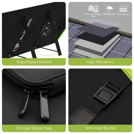 ALLPOWERS SP029 140W Portable Solar Panel Charger for Laptop Cellphone, Waterproof IP65 Foldable Solar Panel with 5 Output, for Solar Generator, Power Bank, 12V Car Battery - Image 4