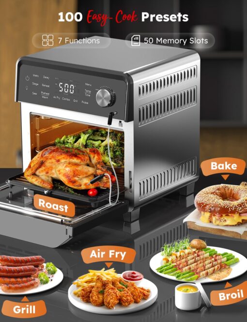 Nuwave X Chef Todd English Air Fryer Oven Combo, Plug-In Grill w/Sheath Heaters, Authentic Char Flavor, 2024 New Convection System, 2X More Even, 100 Presets, Smarter Probe, 50-550°F, Stainless Steel - Image 9