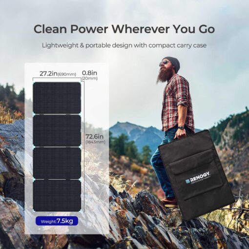 Renogy 220W Lightweight Portable Solar Suitcase with Waterproof 20A Charger Controller, Solar Charger for Power Station RV Camping Off Grid - Image 4
