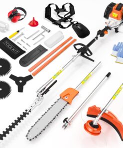 52cc 6 in 1 2-Stroke Gas String Trimmer with Gas Hedge Trimmer,Brush Cutter Gas Powered,Gas Weed Eater for Weeds and Grass