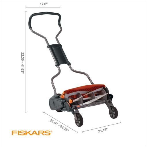 Fiskars Push Mower - 18" Cut Width Manual Reel Mower with No Motor - Grass Cutter with Steel Blades that Stay Sharp - Eco-Friendly Lawn Care - Image 4