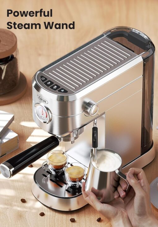 Gevi Commercial Espresso and Coffee Makers, Professional 20 Bar Espresso Maker with Milk Frother, Stainless Steel Expresso Coffee Machines for Home, Compact Cappuccino Machine, Great Gift - Image 6
