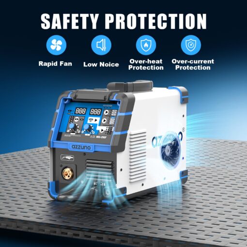 AZZUNO 200A MIG Welder,110V/220V Dual Voltage multiprocess welder,Gas Gasless MIG Welding Machine,4 in 1 Flux MIG/Solid Wire/Lift TIG/Stick ARC Welder (Grey) - Image 2