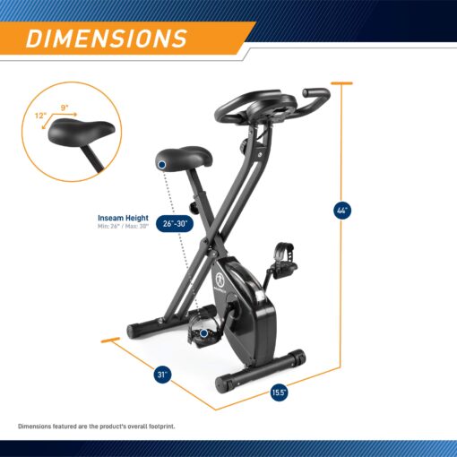 Marcy Foldable Magnetic Resistance Upright Exercise Bike NS-654, Black, One Size - Image 7