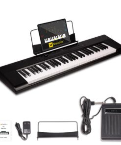 Artesia 61-Key Portable Digital Piano Keyboard with Full-Size Semi-Weighted Keys, Beginners Bundle with Sustain Pedal, Music Rack and Free Melodics Piano Lessons