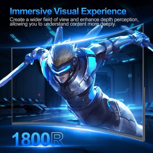 Gawfolk 27 inch Curved Gaming Monitor,144Hz/180Hz PC Monitor Full HD 1080P, Frameless 1800R Computer Display with FreeSync & Eye-Care Technology, Wall Mountable, DP, HDMI Port (Black) - Image 10