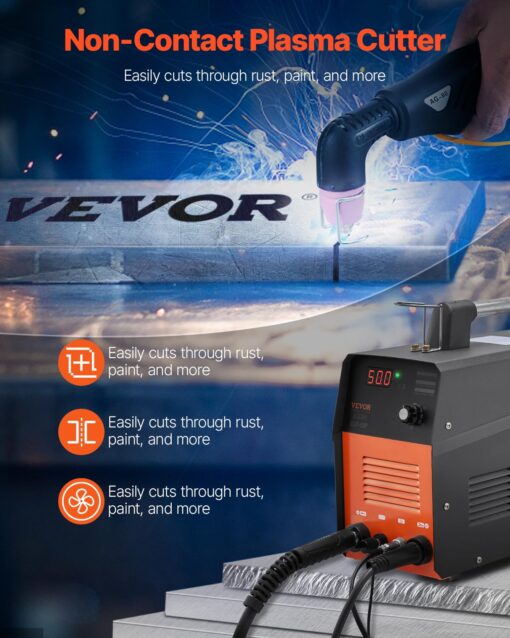 VEVOR Plasma Cutter, 50Amp, Non-Touch Pilot Arc Air Cutting Machine with Torch, 110V/220V Dual Voltage AC IGBT Inverter Metal Cutting Equipment for 1/2 in Clean Cut Aluminum and Stainless Steel - Image 12