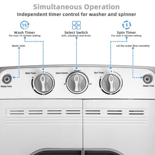 Giantex GT-US61100-FPGR Portable Washers, White & Gray - Image 6