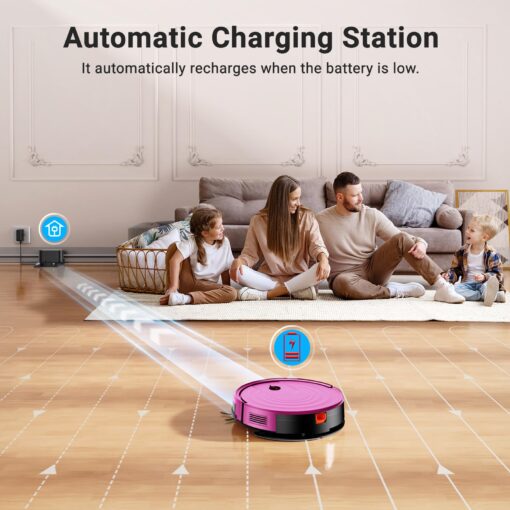 Robot Vacuum and Mop Combo 2 in 1 Mopping Robot Vacuum Cleaner with Schedule WiFi/Alexa/App Smart Self-Charging Robotic Vacuum Ultra-Slim Quiet Tangle-Free Ideal for Hard Floor Pet Hair Carpet-650mL - Image 3