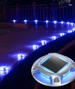 AGPTEK Solar Driveway Lights Outdoor 24 Pack, 2 Color Modes LED Deck Dock Marine Waterproof Security Marker Lights for Step Sidewalk Stair Garden Pathway Walkway Yard(Blue Light/Cool White)
