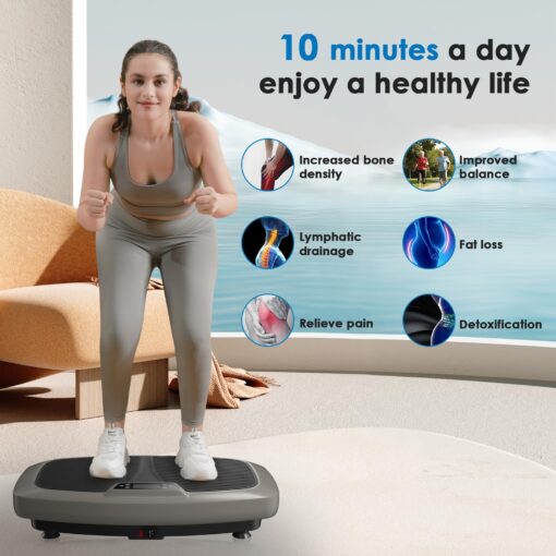 Natini Vibration Plate, Vibration Plate Exercise Machine 400lbs Capacity, Vibration Plate for Lymphatic Drainage with Bluetooth Speaker, Home Fitness Equipment for Weight Loss & Toning(Jumbo Size) - Image 6