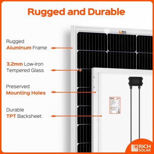RICH SOLAR 200 Watt 12 Volt Monocrystalline Solar Panel 2 Pack of 9BB Cell 100W High Efficiency Solar Module Charge Battery for RV Trailer Camper Marine Off Grid - Image 7