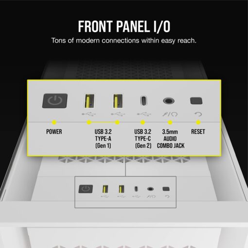 Corsair 5000D Airflow Mid-Tower Case - 3 RGB Fans - Lighting Controller - High-Airflow Design - RapidRoute Cable Management - True White - Image 3