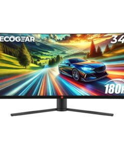 Deco Gear 34" 3440x1440 21:9 Ultrawide Curved Monitor, 180Hz, HDR10, 4000:1 Contrast Ratio, 99% sRGB, 16.7 Million Colors, Adaptive Sync, Blue Light Reduction