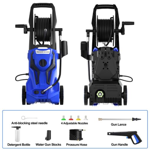 Electric Pressure Washer - 5000PSImax 3.2GPM ZHUOLIN Power Washer for Cars Washing with 25FT Pressure Hose, Light Blue - Image 5