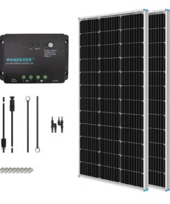 Renogy 200 Watt 12 Volt Monocrystalline Solar Panel Starter Kit with 2 Pcs 100W Solar Panel and 30A PWM Charge Controller for RV, Boats, Trailer, Camper, Marine ,Off-Grid System