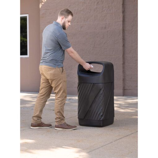 Safco Twist Trash Can, 32 Gallons, Indoor and Outdoor Use, Durable & Weather-Resistant Commercial Garbage Can, Black - Image 4