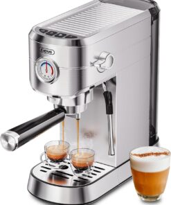 Gevi Commercial Espresso and Coffee Makers, Professional 20 Bar Espresso Maker with Milk Frother, Stainless Steel Expresso Coffee Machines for Home, Compact Cappuccino Machine, Great Gift