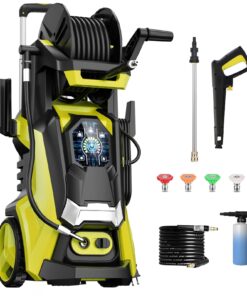 Electric Pressure Washer 5000PSI-Max 3.6GPM Power Washer Touch Screen Adjustable Pressure,4 Nozzles and 500ml Foam Cannon Power Washer Cleaning for Patio Yellow