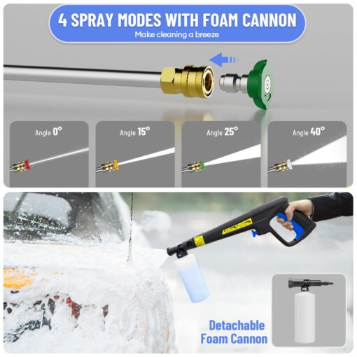 Electric Pressure Washer - 5000PSImax 3.2GPM ZHUOLIN Power Washer for Cars Washing with 25FT Pressure Hose, Blue - Image 2