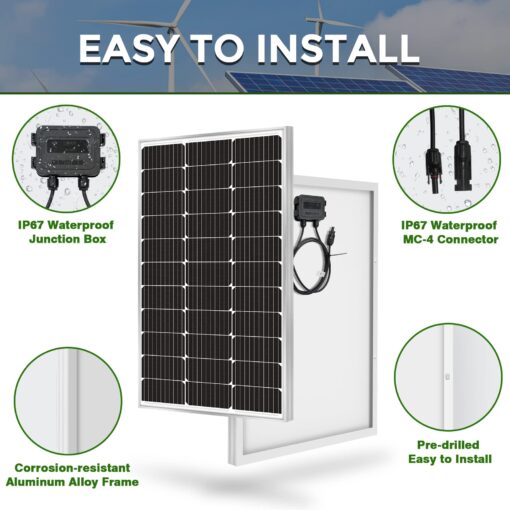 WERCHTAY 300 Watt Solar Panels, 12V 150 Watt 2 Pack, Monocrystalline Cell High-Efficiency PV Module, Solar Panels for Homes Camping RV Battery Boat Caravan and Other Off-Grid System (300W) - Image 7