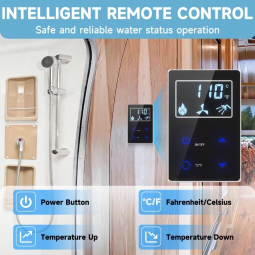 OEVANT RV Tankless Water Heater,55,000 BTU RV Instant Water Heater with Remote Controller,16x16 inch Door＆Front Water Outlet,Propane Gas, DC 12V, CSA Certificated,Compatible with All RVs-White - Image 7