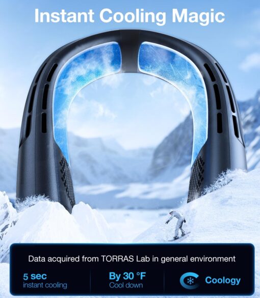 TORRAS COOLiFY 2S【Extended Battery Version】 Neck Air Conditioner 【28 Hrs Cooling】, Portable Personal Cooler Neck Fan, App Control Rechargeable Neck Fans that blow cold air for travel - Image 4