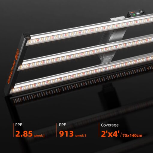 Spider Farmer SE4500 320W LED Grow Lights, Samsung LM301H EVO Diodes, 2025 Upgraded Remote App Control, 2X4ft Coverage Full Spectrum Dimmable Bar Style Growing Lamp for Indoor Plants - Image 4